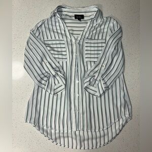by & by White and Black Striped Button-Down Shirt